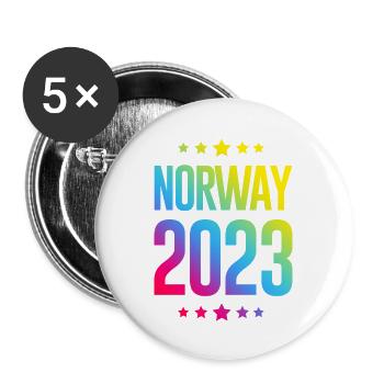 Norwegen 2023 - Buttons groß 56 mm (5er Pack) - Weiß - Vorne