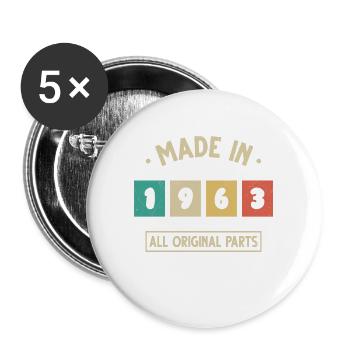 Vintage 1963 Birthday Gift 1963 - Buttons large 2.2''/56 mm (5-pack) - white - Front