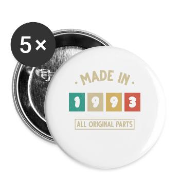 Vintage 1993 Birthday Gift 1993 - Buttons large 2.2''/56 mm (5-pack) - white - Front