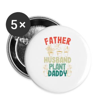 Father Husband Plant Dad Funny Landscape - Buttons large 2.2''/56 mm (5-pack) - white - Front