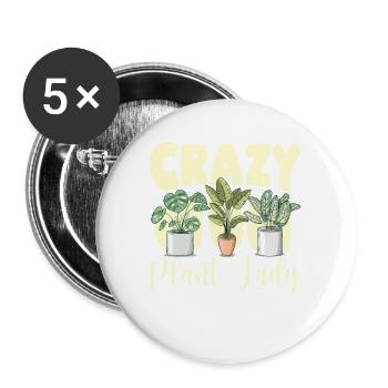 Crazy Plant Lady Frauen Mom Girl Lustige Garten - Buttons groß 56 mm (5er Pack) - Weiß - Vorne