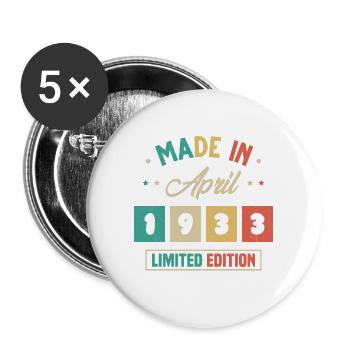 Vintage Nées En Avril 1933 Cadeau D'anniversaire - Lot de 5 grands badges (56 mm) - blanc - Devant