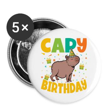 Capy Birthday - Buttons groß 56 mm (5er Pack) - Weiß - Vorne
