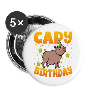 Capy Birthday - Buttons groß 56 mm (5er Pack) - Weiß - Vorne