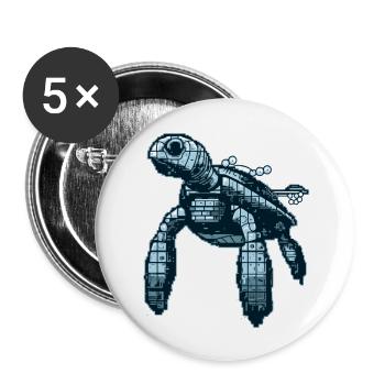 Turtle in retro 8 bit look minimalist - Buttons large 2.2''/56 mm (5-pack) - white - Front