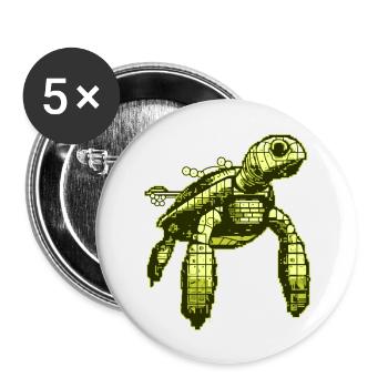 Video Game 8 Bit Turtle - Buttons large 2.2''/56 mm (5-pack) - white - Front