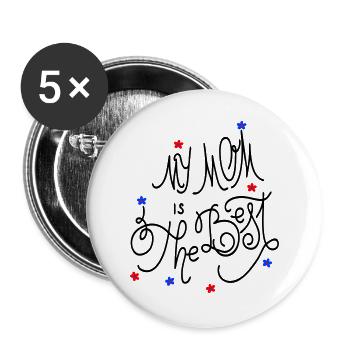 Muttertag - Buttons groß 56 mm (5er Pack) - Weiß - Vorne
