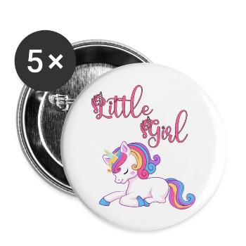 Little girl loves unicorns - Buttons large 2.2''/56 mm (5-pack) - white - Front