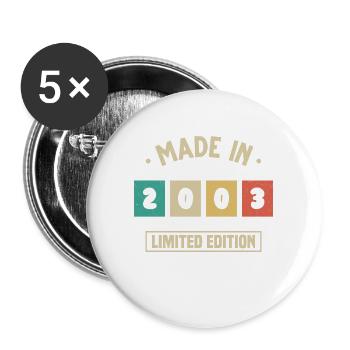 Jahrgang 2003 Geburtstagsgeschenk 2003 - Buttons groß 56 mm (5er Pack) - Weiß - Vorne