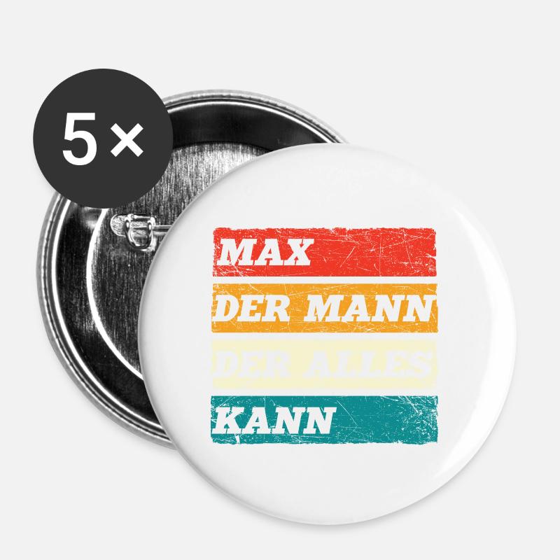 Max Der Mann Der Alles Kann Vorname Max - Buttons groß 56 mm (5er Pack) - Weiß