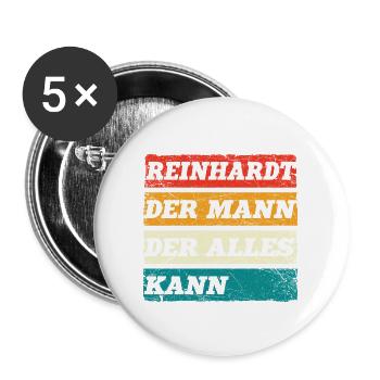 Reinhardt Der Mann Der Alles Kann Name Reinhardt - Buttons groß 56 mm (5er Pack) - Weiß - Vorne