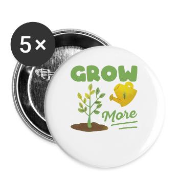 Grow More Funny Gardening Farmer Planter Flower - Buttons large 2.2''/56 mm (5-pack) - white - Front