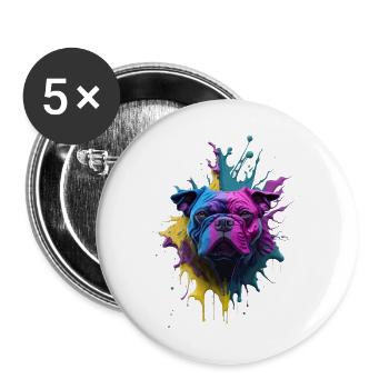 HUNDE DESIGN SPLASH ART I HUNDELIEBHABER - Buttons groß 56 mm (5er Pack) - Weiß - Vorne