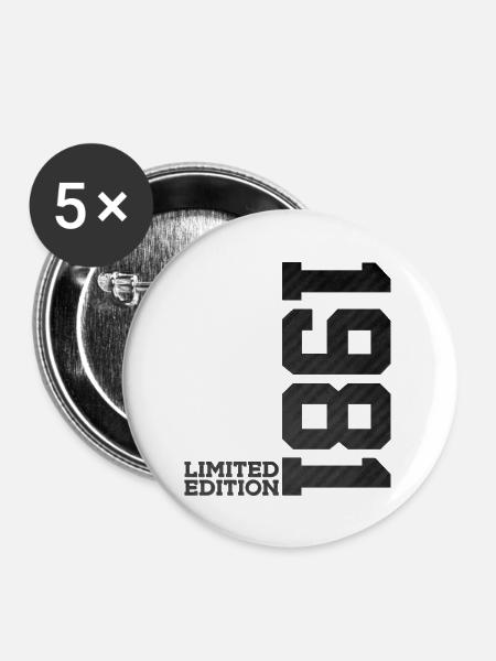 45. GEBURTSTAG LIMITED EDITION 1981 - Buttons groß 56 mm (5er Pack) - Weiß
