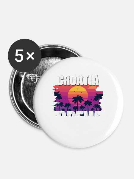 Croatia Urlaub - Buttons groß 56 mm (5er Pack) - Weiß