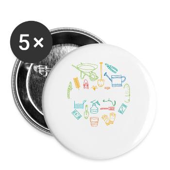 Garten Leben Lustig Gartenarbeit Liebhaber Pflanze - Buttons groß 56 mm (5er Pack) - Weiß - Vorne