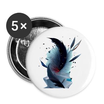 Eis Federn - Buttons groß 56 mm (5er Pack) - Weiß - Vorne