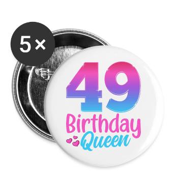 Anniversaire Queen 49 Geburtstag - Lot de 5 grands badges (56 mm) - blanc - Devant