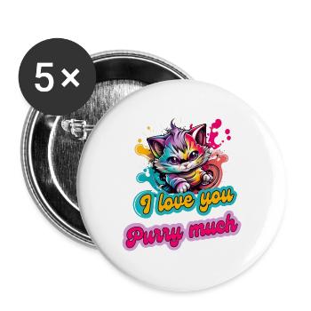 Streetstyle Katze Graffiti Purry Much Kunst - Buttons groß 56 mm (5er Pack) - Weiß - Vorne