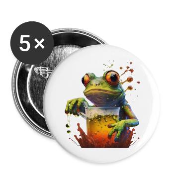 Large glass of beer with frog - Buttons large 2.2''/56 mm (5-pack) - white - Front