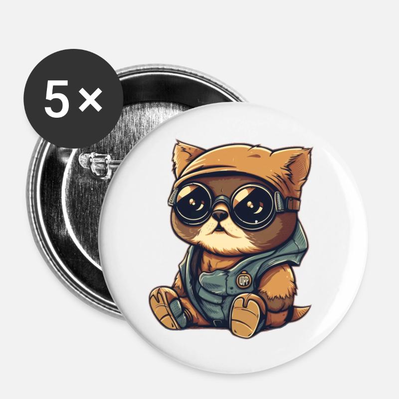 Cat Cool - Buttons large 2.2''/56 mm (5-pack) - white