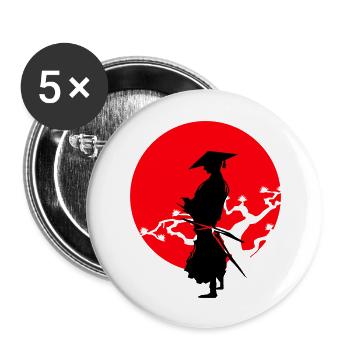 Guerrier samouraï - Lot de 5 grands badges (56 mm) - blanc - Devant