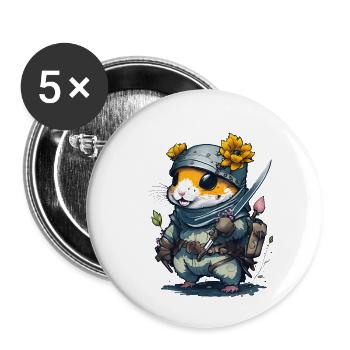 With this design you will become a ninja hamster - Buttons large 2.2''/56 mm (5-pack) - white - Front