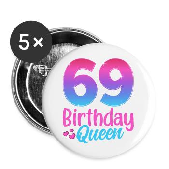 Anniversaire Queen 69 Geburtstag - Lot de 5 grands badges (56 mm) - blanc - Devant