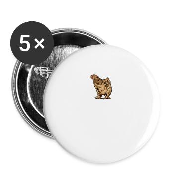 Brahma Hühner I Chicken Geflügel Motiv für - Buttons groß 56 mm (5er Pack) - Weiß - Vorne