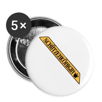 Schützenkönigin Schärpe Königskrone Schützenverein - Buttons groß 56 mm (5er Pack) - Weiß - Vorne