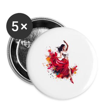 Flamenco Tanz Andalusien Spanischer Tanz - Buttons groß 56 mm (5er Pack) - Weiß - Vorne