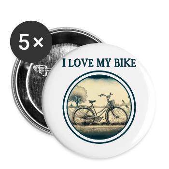 J’aime mon vélo - Lot de 5 grands badges (56 mm) - blanc - Devant