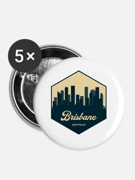 Brisbane Skyline Emblem - Buttons groß 56 mm (5er Pack) - Weiß