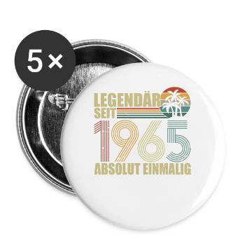 1965 | Vintage Legendär seit 1965 Jubiläum - Buttons groß 56 mm (5er Pack) - Weiß - Vorne