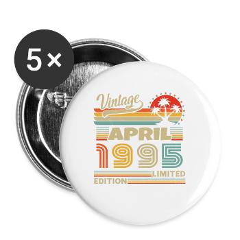 Vintage Nées En Avril 1995 Cadeau D'anniversaire - Lot de 5 grands badges (56 mm) - blanc - Devant