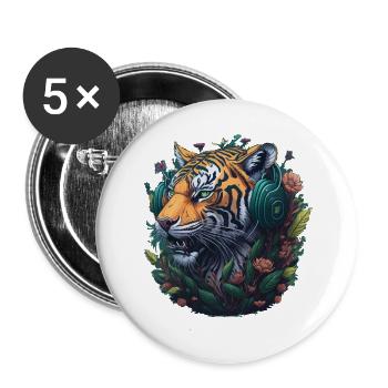 Tiger Vintage Gamer - Buttons large 2.2''/56 mm (5-pack) - white - Front