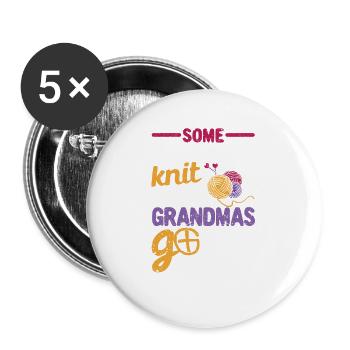 Manche Omas stricken Echte Omas gehen Geocaching - Buttons groß 56 mm (5er Pack) - Weiß - Vorne