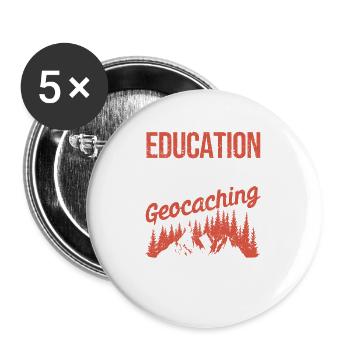 Bildung ist wichtig, aber Geocaching ist noch - Buttons groß 56 mm (5er Pack) - Weiß - Vorne