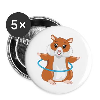 Funny hamster twists sports hoop - Buttons large 2.2''/56 mm (5-pack) - white - Front