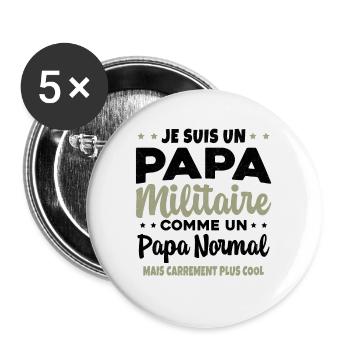 Homme Je Suis Papa Militaire Humour Cadeau soldats - Lot de 5 grands badges (56 mm) - blanc - Devant