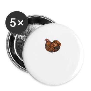Brahma Hühner I Chicken Geflügel Motiv für - Buttons groß 56 mm (5er Pack) - Weiß - Vorne