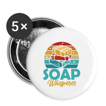 Savonnier Savonnier Succhoteur de savon - Lot de 5 grands badges (56 mm) - blanc - Devant