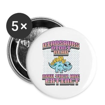 DINOSAURE4 - Lot de 5 grands badges (56 mm) - blanc - Devant