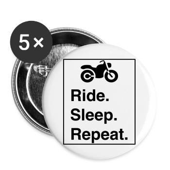 Cool "Ride Sleep Repeat" design for him and her - Buttons large 2.2''/56 mm (5-pack) - white - Front