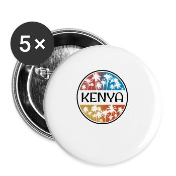 Kenia Afrika Palme Stilvolles Urlaubssouvenir - Buttons groß 56 mm (5er Pack) - Weiß - Vorne