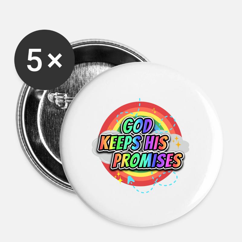 God Keeps His Promises 4 - Buttons large 2.2''/56 mm (5-pack) - white