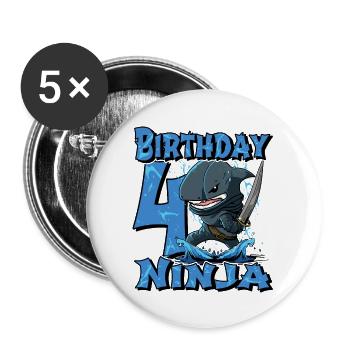 Shark Ninja I'm 4 - Action Underwater Birthday - Buttons large 2.2''/56 mm (5-pack) - white - Front