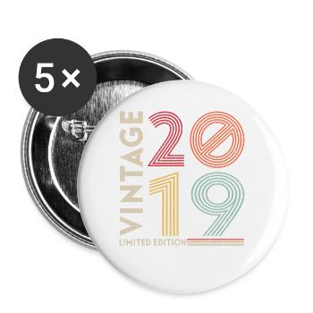 Vintage Legendary since 2019 Geburtstag - Buttons groß 56 mm (5er Pack) - Weiß - Vorne