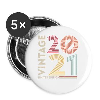 Vintage Legendary since 2021 Birthday - Buttons large 2.2''/56 mm (5-pack) - white - Front