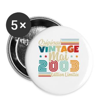 Vintage Nées En Mai 2003 Cadeau D'anniversaire - Lot de 5 grands badges (56 mm) - blanc - Devant